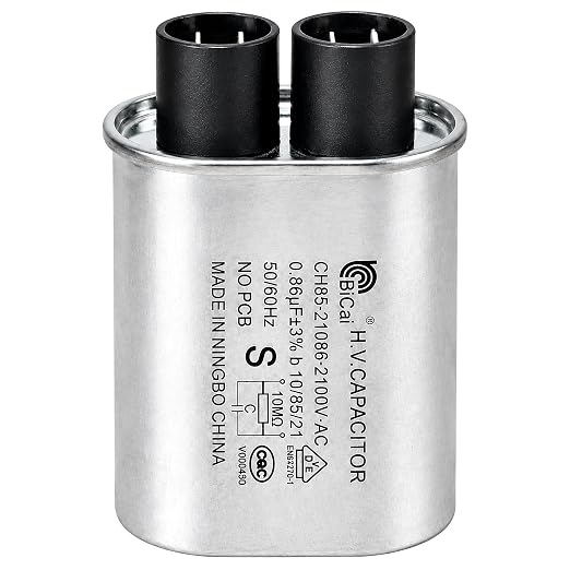 Microwave High Voltage Capacitor 2100V 0.86µF Non-PCB 3+3 Terminal 1/4-Inch Quick-Connect Tabs Replacement Part