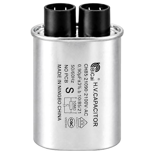 Microwave Capacitor 0.90 uF 2100V AC Non-PCB High Voltage Capacitor with 3+3 Terminal 1/4 Inch Quick Connect Tabs for Microwave Oven Repair and Replacement