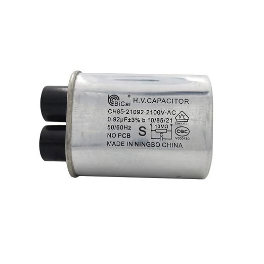 CH85 Microwave High Voltage Capacitor, 2100 V AC, 0.92 uF, 3 Percent Tolerance, 2 Plus 2 1/4 Inch Terminal Tabs, 10 Megohm Resistor, No PCB