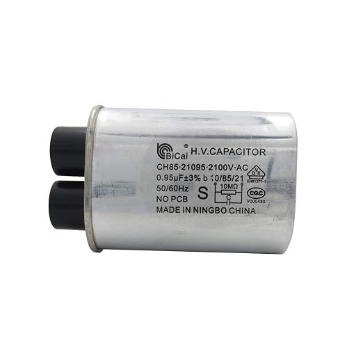 Microwave High Voltage Capacitor CH85, 2100V AC, 0.95 uF, Plus or Minus 3% Tolerance, 50/60Hz, 2 Plus 2 1/4 Inch Terminals, 10 Megohm Resistor, No PCB