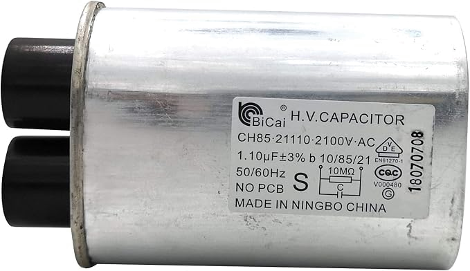 CQC & VDE Universal Household Microwave High Voltage Capacitor 1.10 uF CH85 21110 2100V AC H.V. Capacitor 10/85/21 50/60Hz NO PCB, VDE EN61270-1