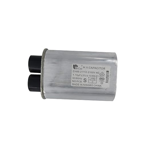 CH85 Microwave High Voltage Capacitor, 21110, 1.10 uF, 2100V AC, 50/60Hz, 1/4-Inch 2+2 Tab Terminals, Internal 10 Megohm Resistor, NO PCB