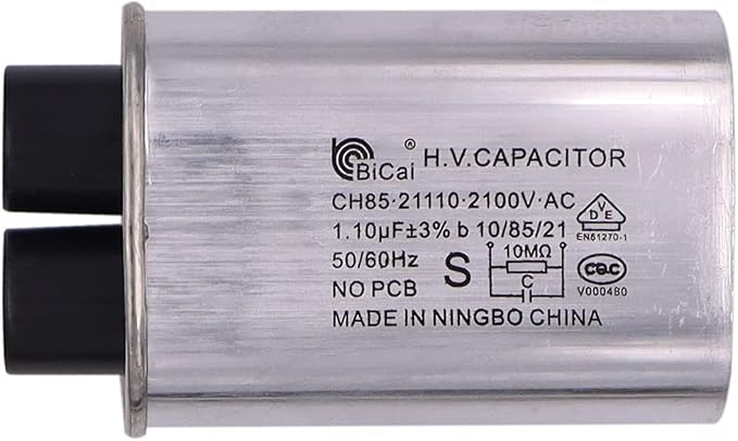Microwave Capacitor Replacement 2100V 1.10 uF Compatible with 99% of Household Microwave Oven Brands, Connect Pin 1/4