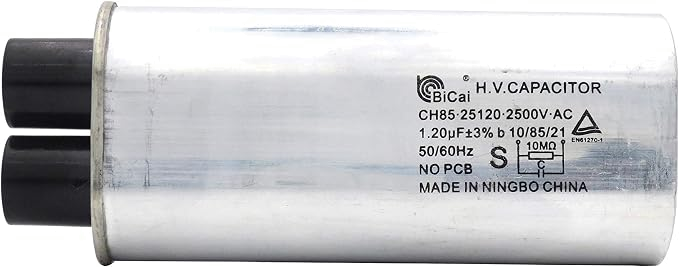 CQC & VDE Universal Household Microwave High Voltage Capacitor 1.20 uF CH85 25120 2500V AC H.V. Capacitor 10/85/21 50/60Hz NO PCB